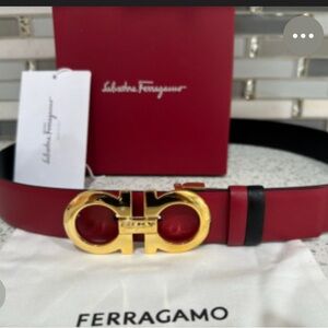 SALVATORE FERRAGAMO REVERSIBLE AND ADJUSTABLE GANCINI BELT in Gift Box